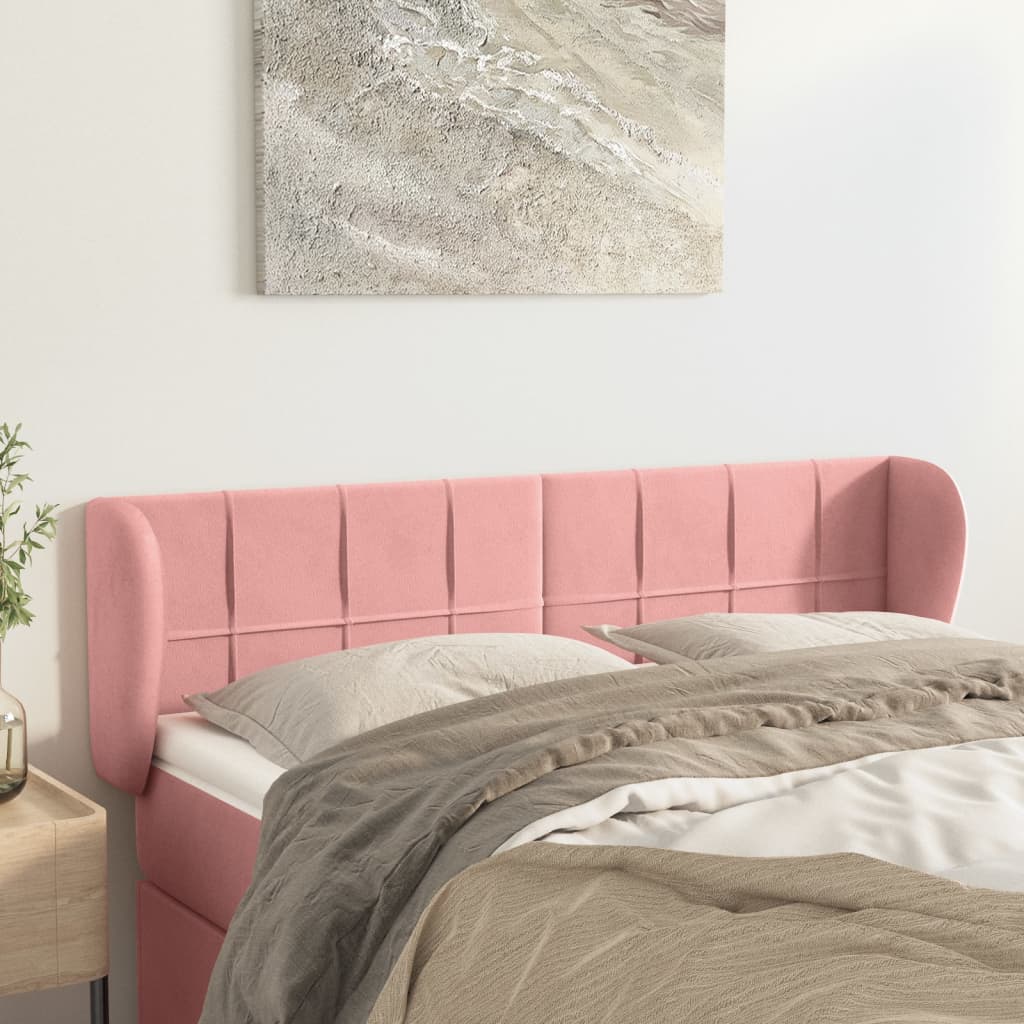 Κεφαλάρι με Πτερύγια Ροζ 147x23x78/88 εκ. Βελούδινο - PAKOBAZAAR