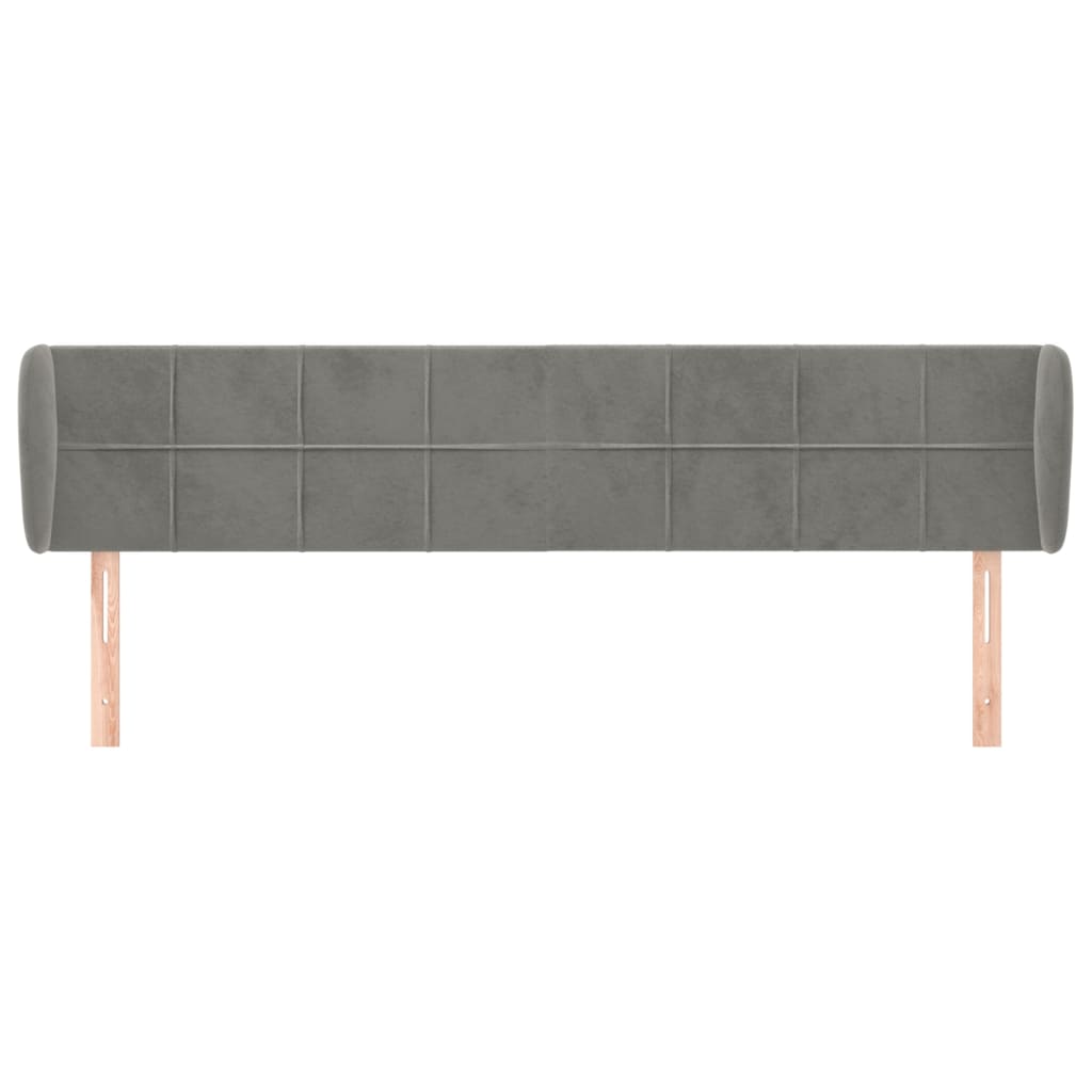 Κεφαλάρι με Πτερύγια Ανοιχτό Γκρι 163x23x78/88 εκ. Βελούδινο - PAKOBAZAAR