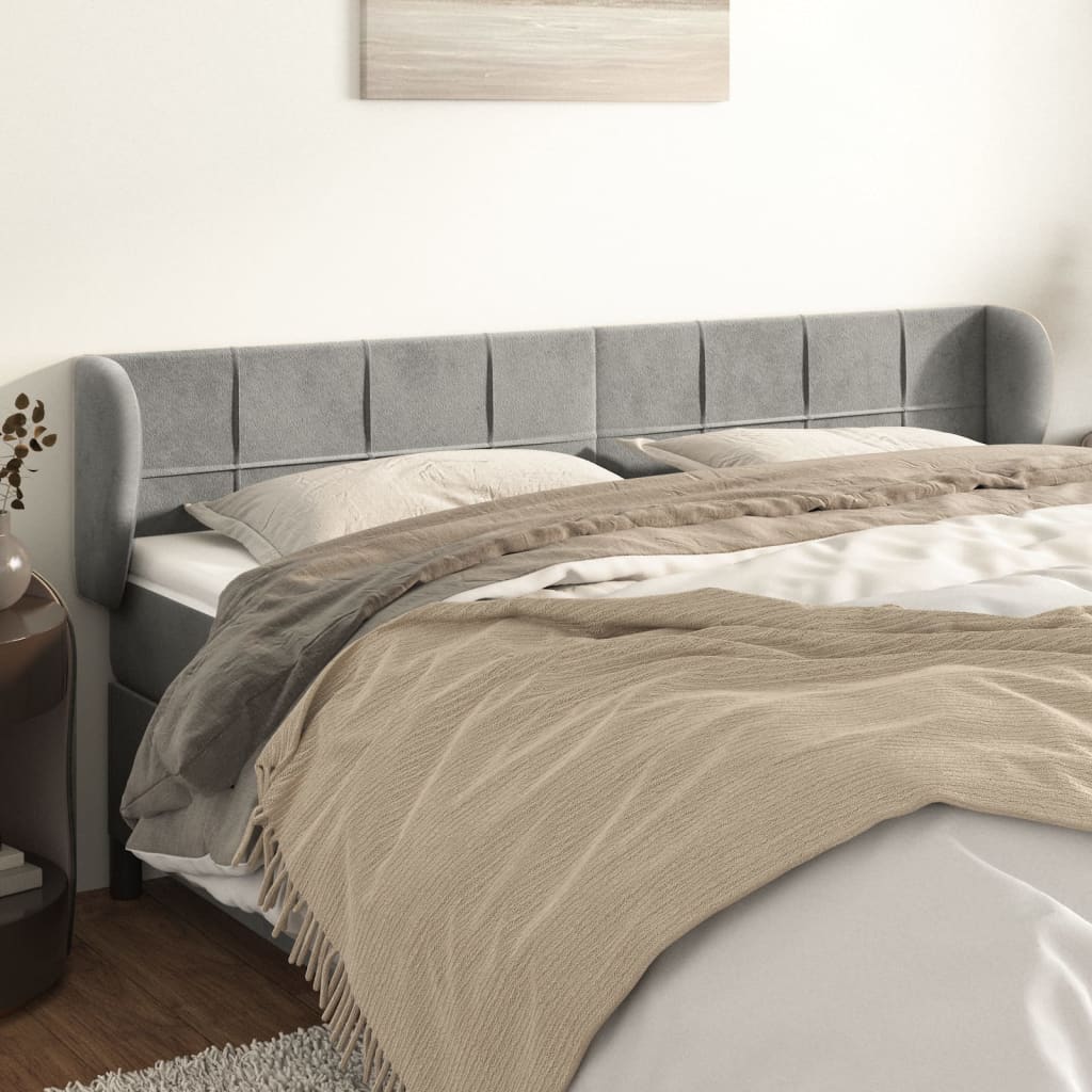 Κεφαλάρι με Πτερύγια Ανοιχτό Γκρι 163x23x78/88 εκ. Βελούδινο - PAKOBAZAAR