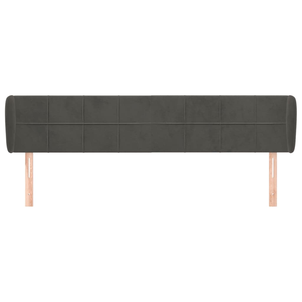 Κεφαλάρι με Πτερύγια Σκούρο Γκρι 163x23x78/88 εκ. Βελούδινο - PAKOBAZAAR