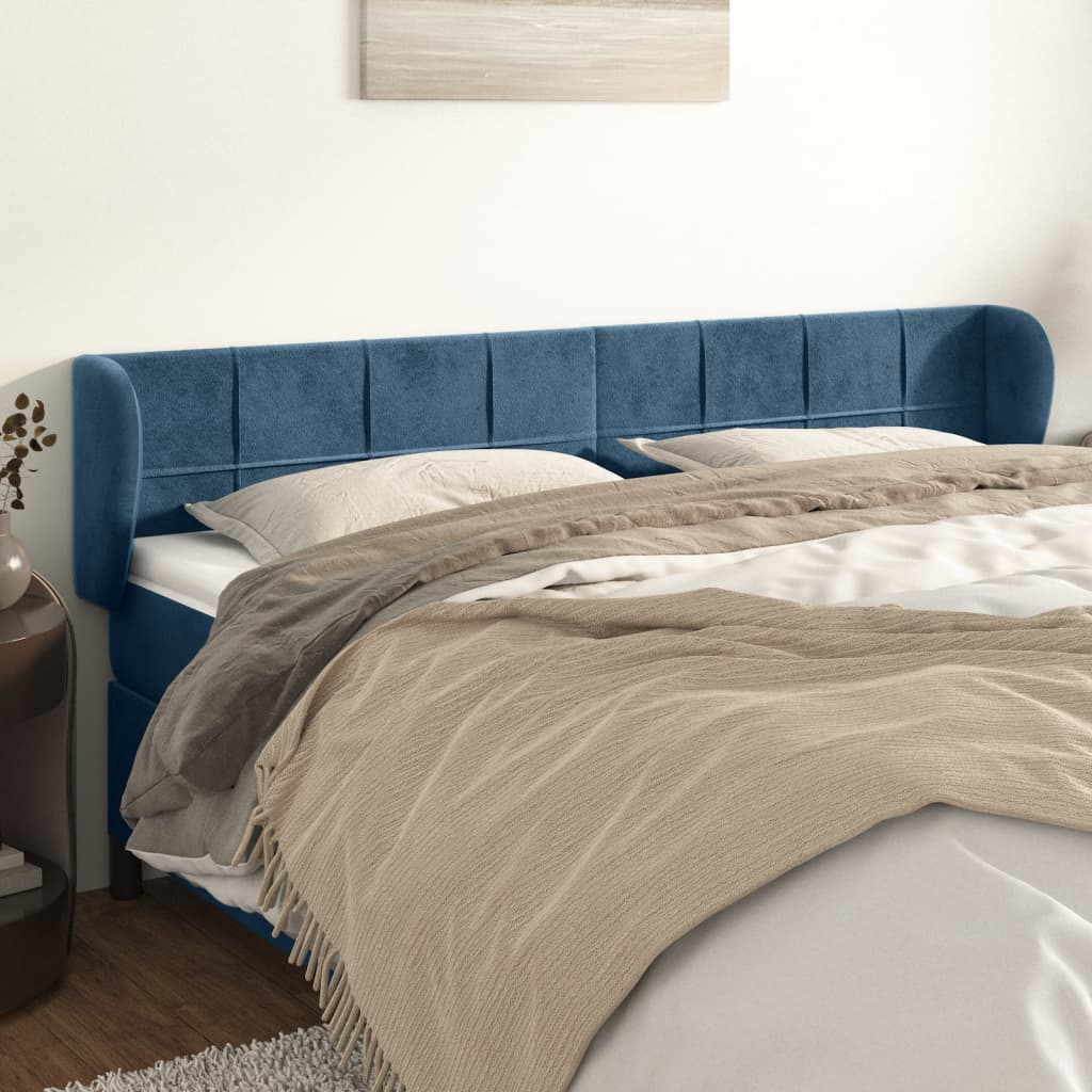 Κεφαλάρι με Πτερύγια Σκούρο Μπλε 163x23x78/88 εκ. Βελούδινο - PAKOBAZAAR