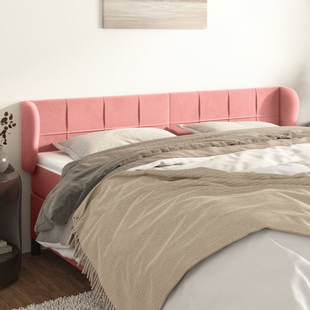 Κεφαλάρι με Πτερύγια Ροζ 163x23x78/88 εκ. Βελούδινο - PAKOBAZAAR