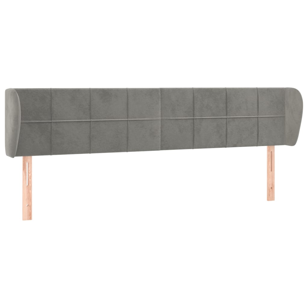 Κεφαλάρι με Πτερύγια Ανοιχτό Γκρι 183x23x78/88 εκ. Βελούδινο - PAKOBAZAAR