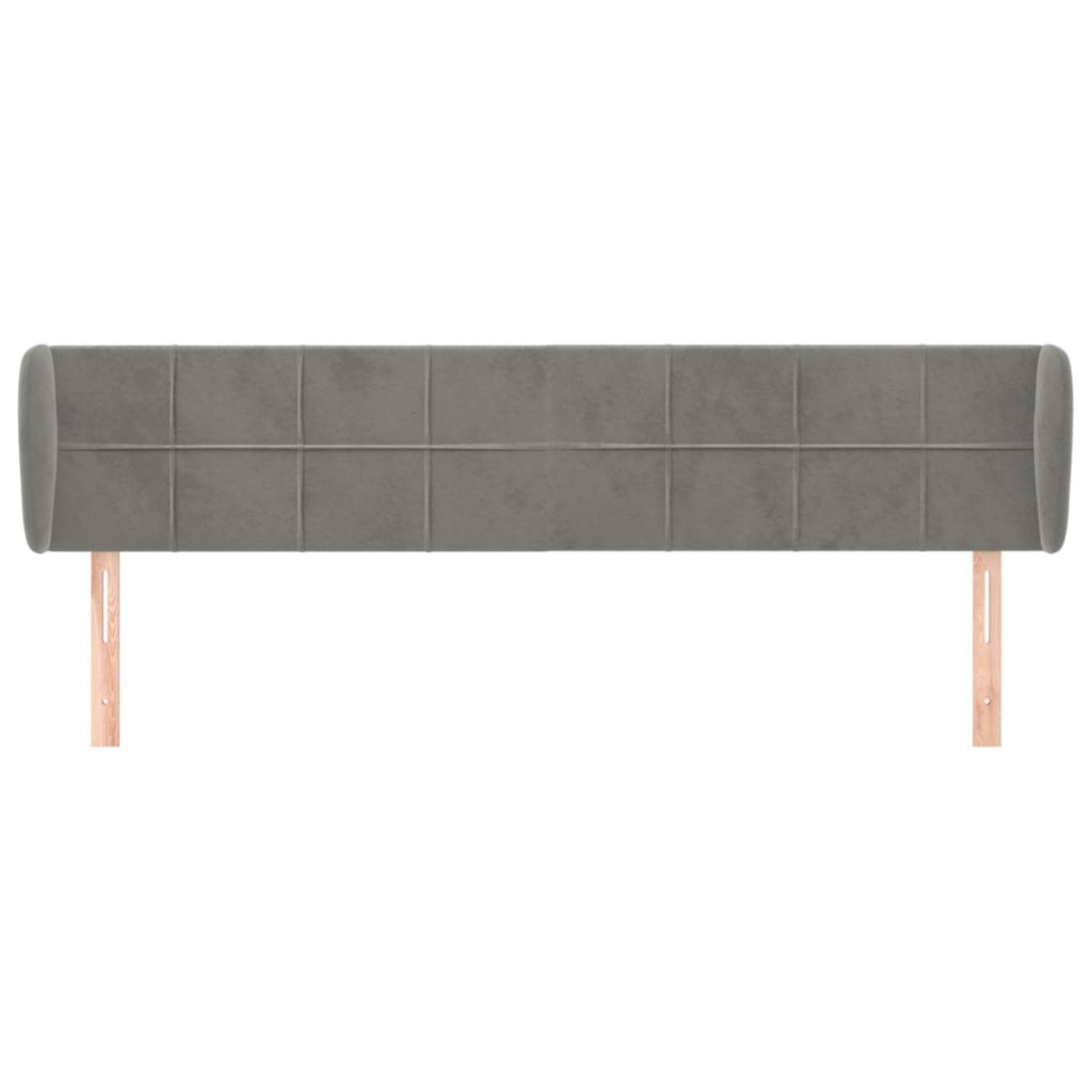 Κεφαλάρι με Πτερύγια Ανοιχτό Γκρι 183x23x78/88 εκ. Βελούδινο - PAKOBAZAAR