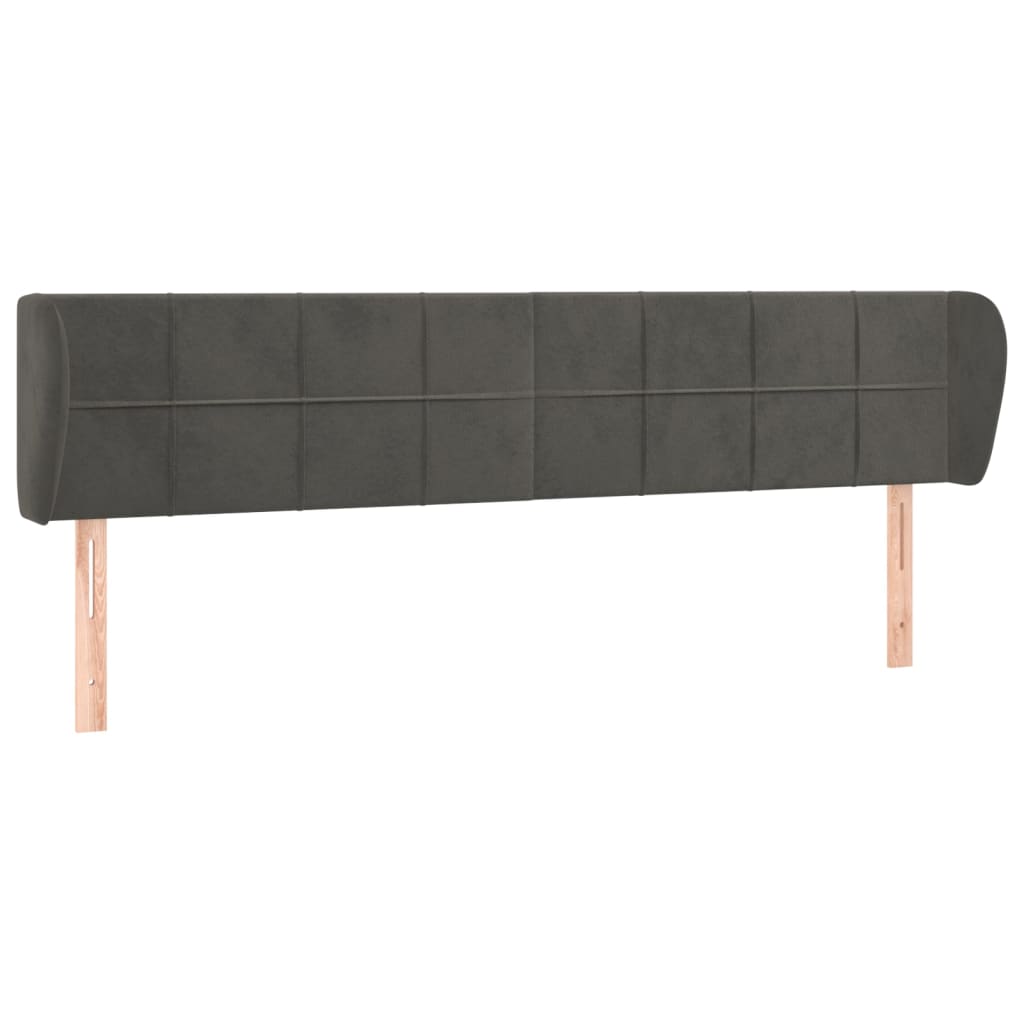 Κεφαλάρι με Πτερύγια Σκούρο Γκρι 183x23x78/88 εκ. Βελούδινο - PAKOBAZAAR