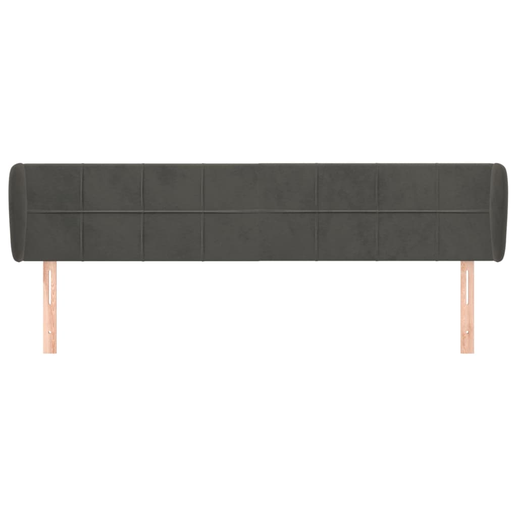 Κεφαλάρι με Πτερύγια Σκούρο Γκρι 183x23x78/88 εκ. Βελούδινο - PAKOBAZAAR
