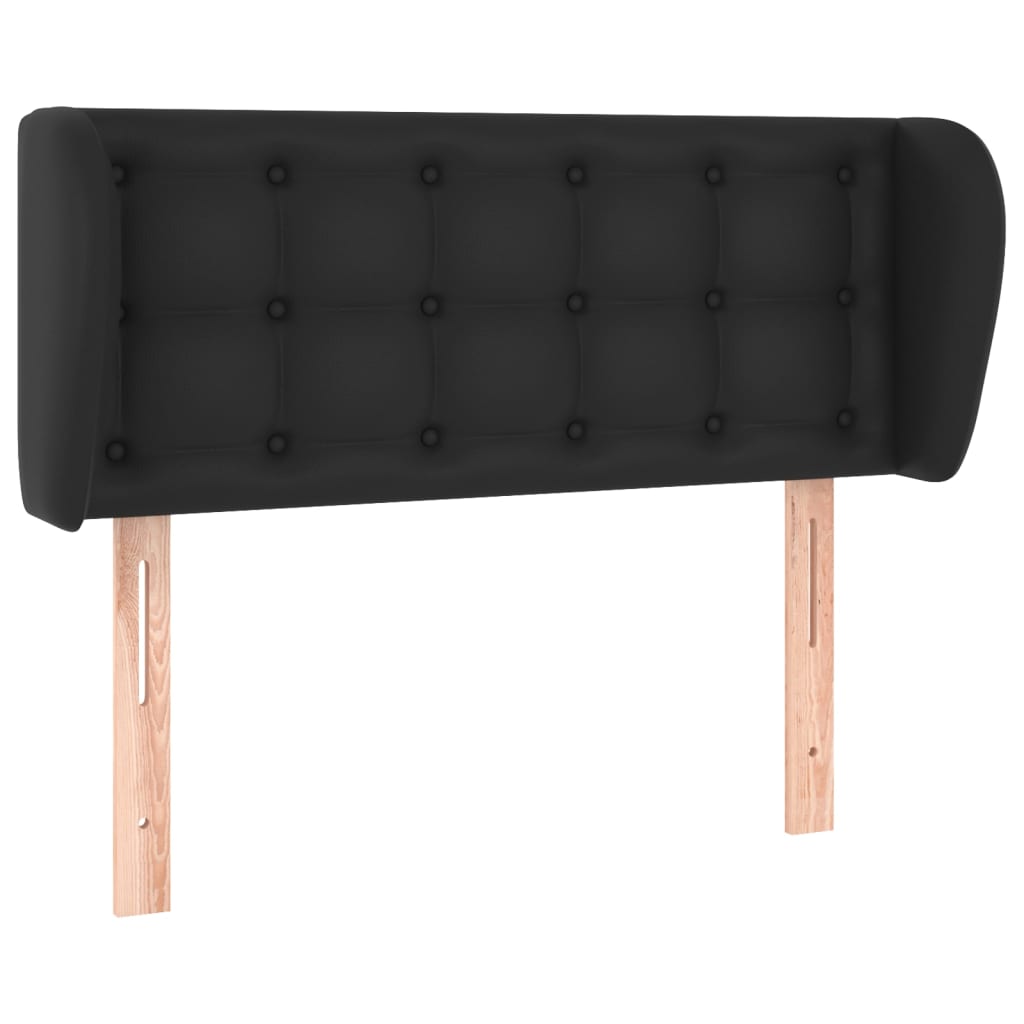 Κεφαλάρι με Πτερύγια Μαύρο 93x23x78/88 εκ. Συνθετικό Δέρμα - PAKOBAZAAR
