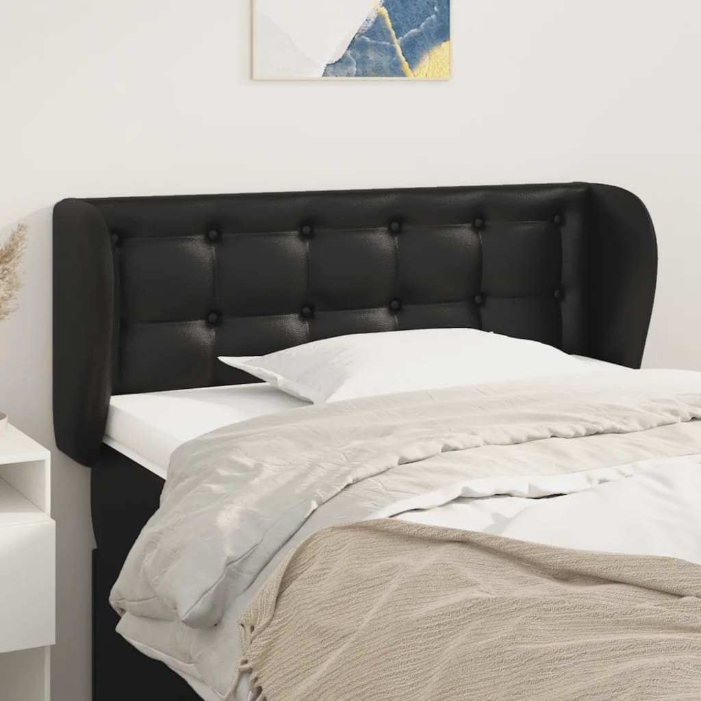Κεφαλάρι με Πτερύγια Μαύρο 93x23x78/88 εκ. Συνθετικό Δέρμα - PAKOBAZAAR