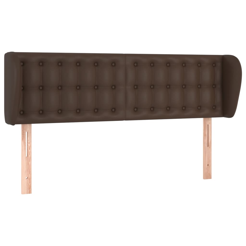 Κεφαλάρι με Πτερύγια Καφέ 147x23x78/88 εκ. Συνθετικό Δέρμα