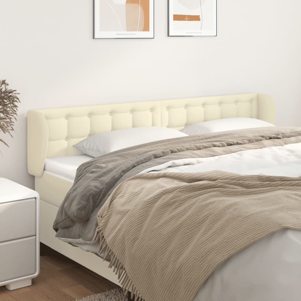 Κεφαλάρι με Πτερύγια Κρεμ 163x23x78/88 εκ. Συνθετικό Δέρμα - PAKOBAZAAR