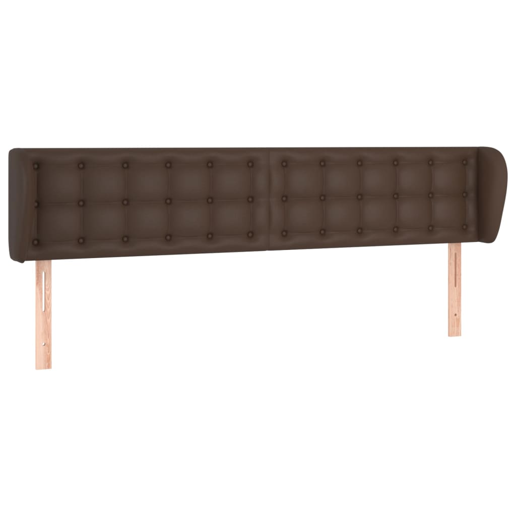 Κεφαλάρι με Πτερύγια Καφέ 163x23x78/88 εκ. Συνθετικό Δέρμα