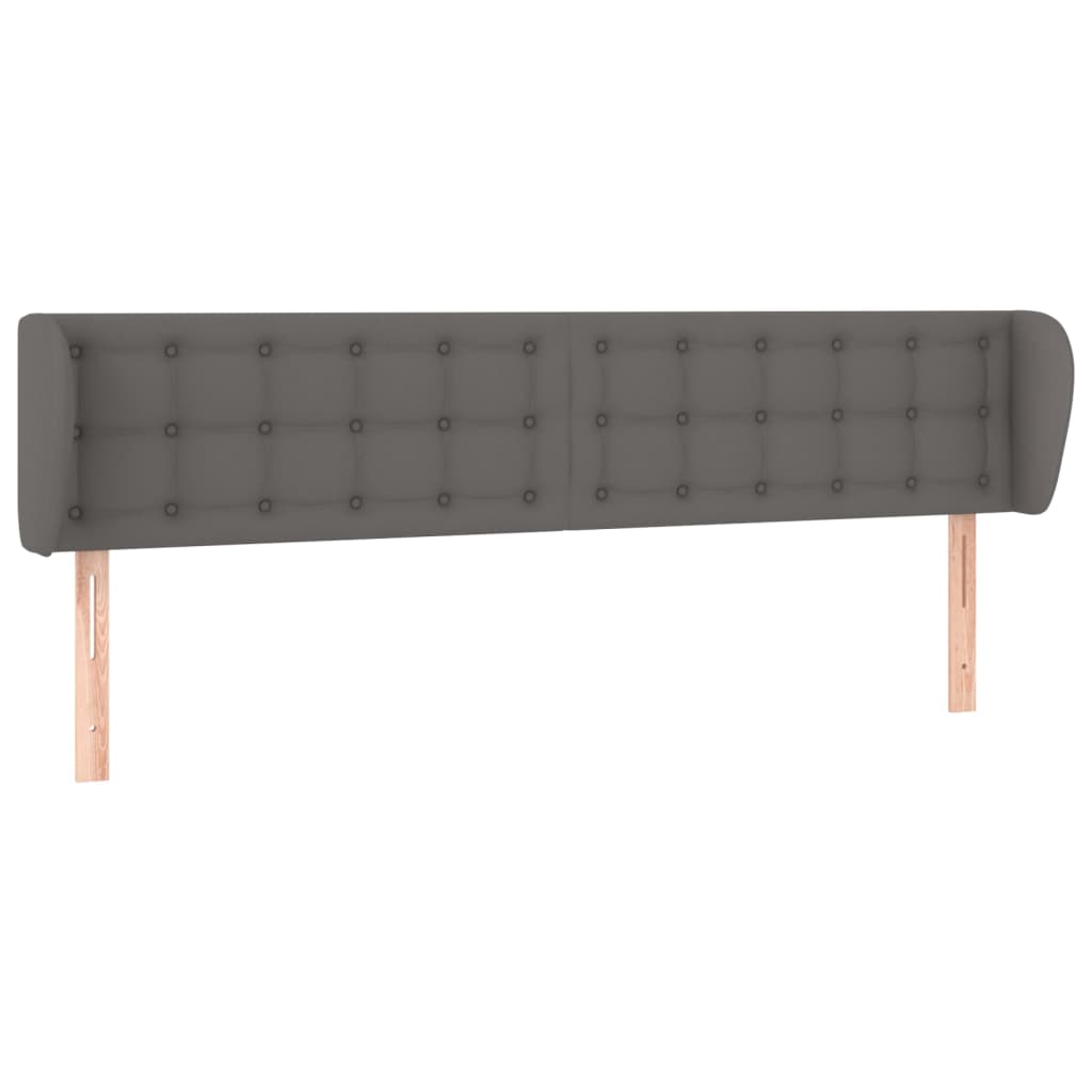 Κεφαλάρι με Πτερύγια Γκρι 163x23x78/88 εκ. Συνθετικό Δέρμα - PAKOBAZAAR