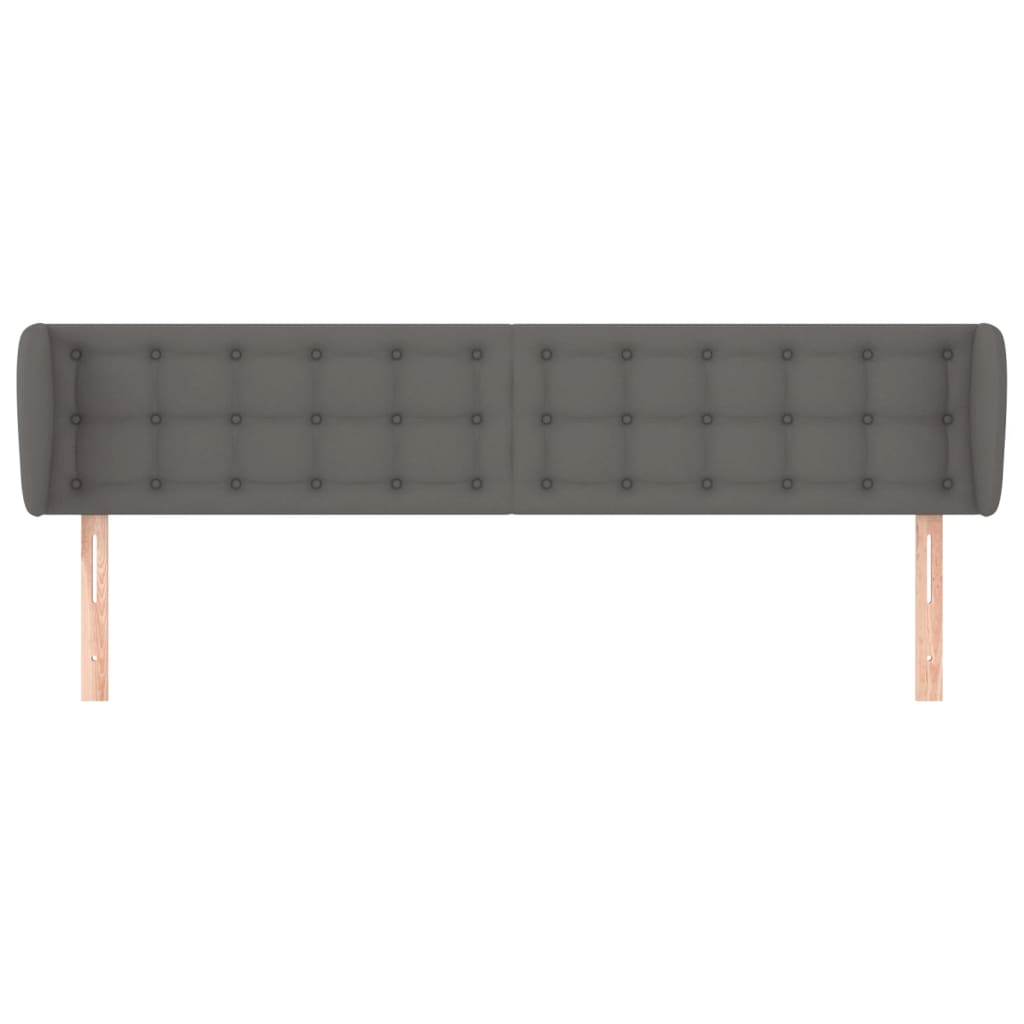 Κεφαλάρι με Πτερύγια Γκρι 163x23x78/88 εκ. Συνθετικό Δέρμα - PAKOBAZAAR