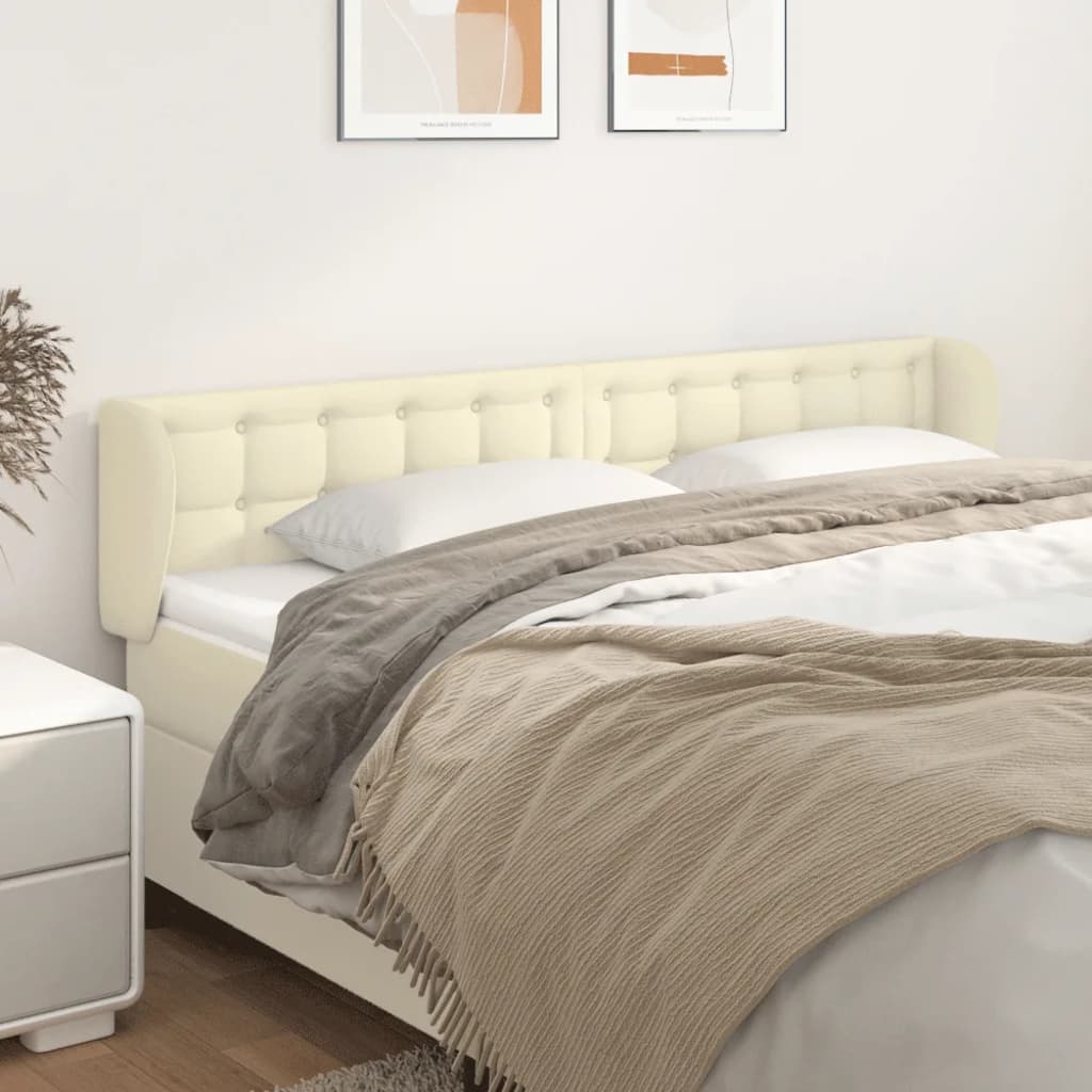 Κεφαλάρι με Πτερύγια Κρεμ 183x23x78/88 εκ. Συνθετικό Δέρμα - Pakobazaar