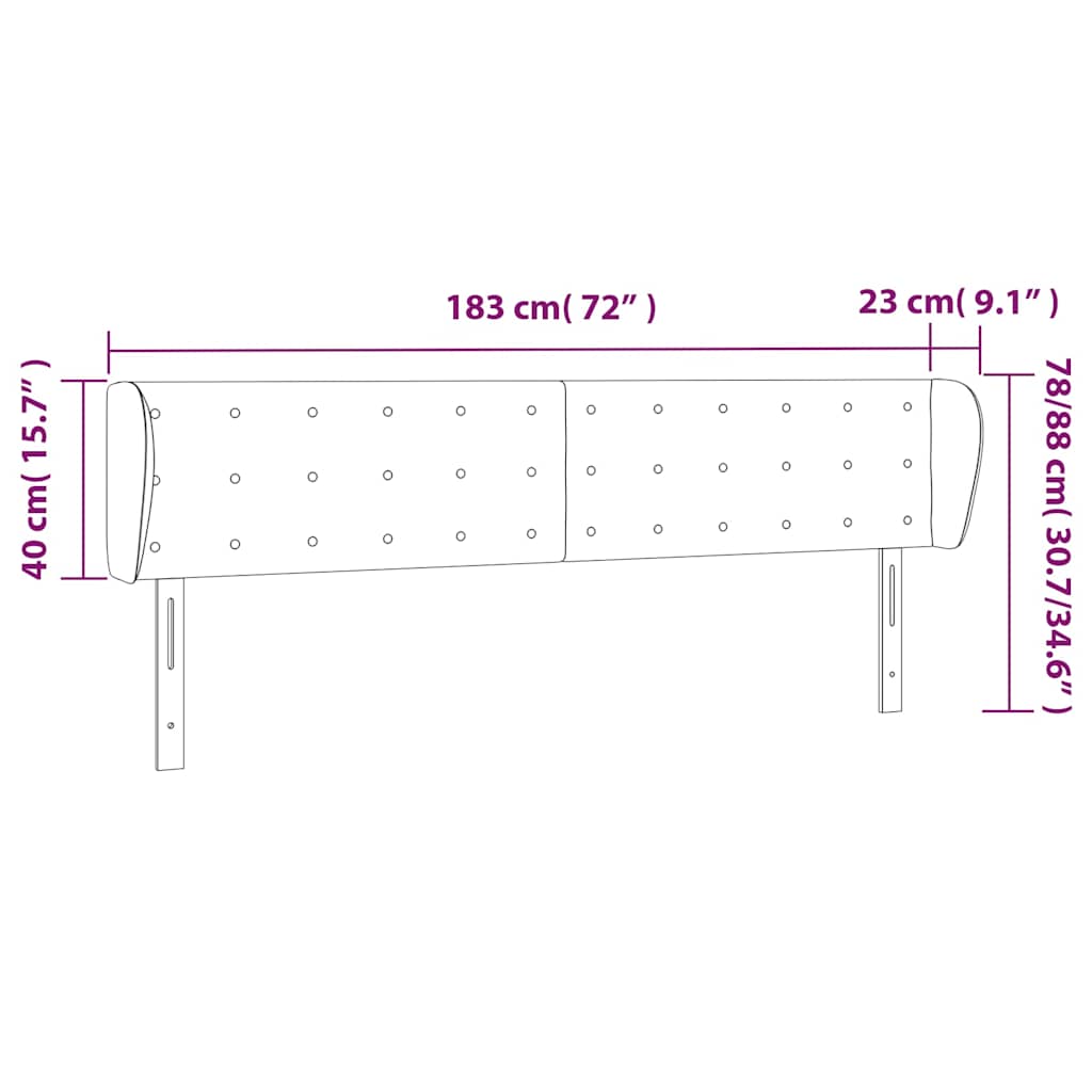 Κεφαλάρι με Πτερύγια Καφέ 183x23x78/88 εκ. Συνθετικό Δέρμα