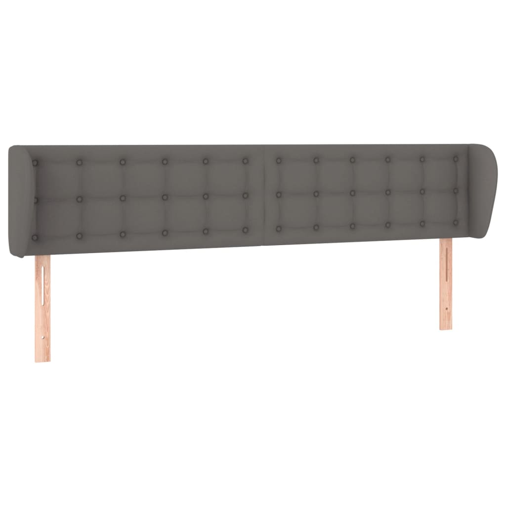Κεφαλάρι με Πτερύγια Γκρι 183x23x78/88 εκ. Συνθετικό Δέρμα - PAKOBAZAAR