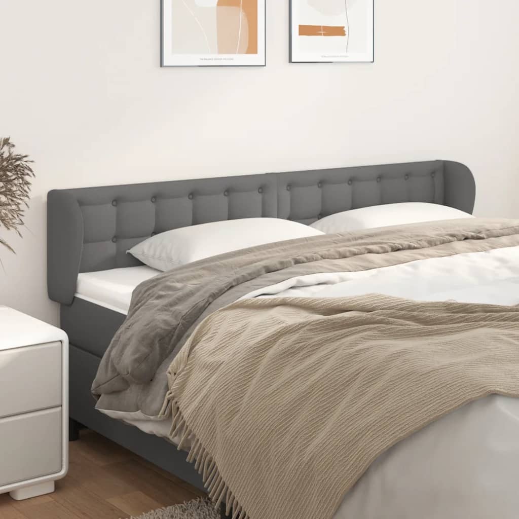 Κεφαλάρι με Πτερύγια Γκρι 183x23x78/88 εκ. Συνθετικό Δέρμα - PAKOBAZAAR