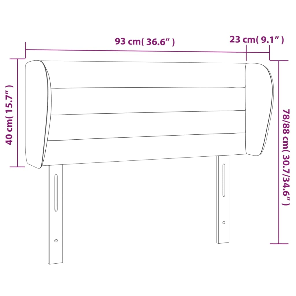 Κεφαλάρι με Πτερύγια Ανοιχτό Γκρι 93x23x78/88 εκ. Υφασμάτινο - PAKOBAZAAR