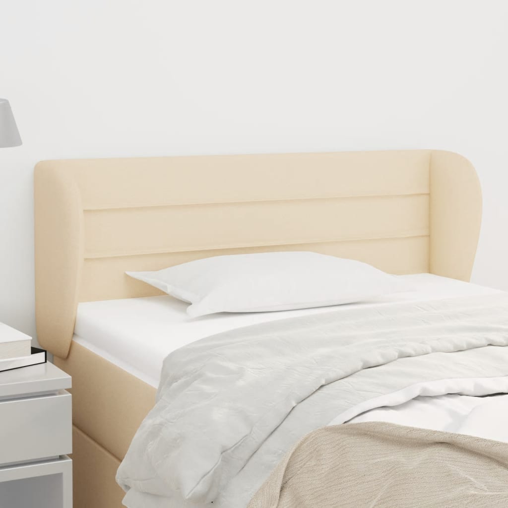 Κεφαλάρι με Πτερύγια Κρεμ 93x23x78/88 εκ. Υφασμάτινο - PAKOBAZAAR