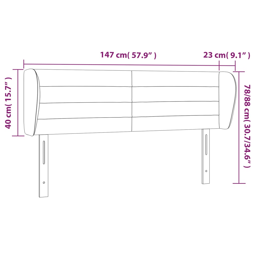 Κεφαλάρι με Πτερύγια Ανοιχτό Γκρι 147x23x78/88 εκ. Υφασμάτινο - PAKOBAZAAR