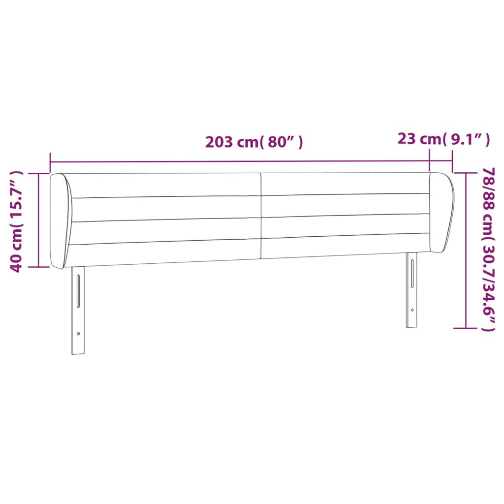 Κεφαλάρι με Πτερύγια Μπλε 203 x 23 x 78/88 εκ. Υφασμάτινο - PAKOBAZAAR