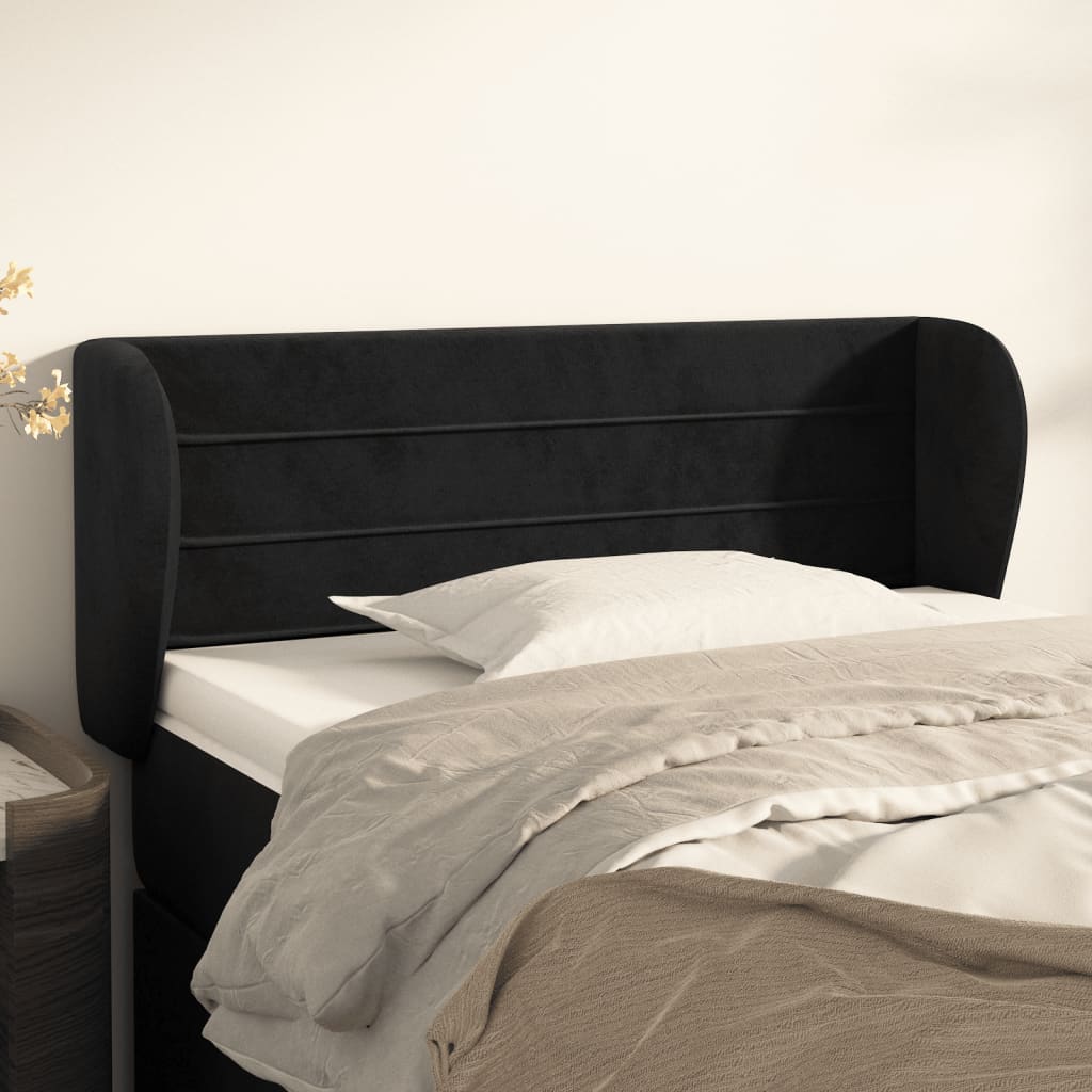 Κεφαλάρι με Πτερύγια Μαύρο 93x23x78/88 εκ. Βελούδινο - PAKOBAZAAR