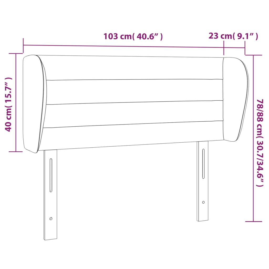 Κεφαλάρι με Πτερύγια Ανοιχτό Γκρι 103x23x78/88 εκ. Βελούδινο - PAKOBAZAAR