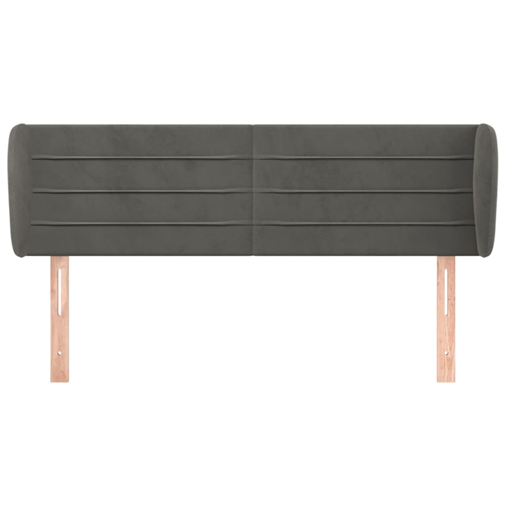 Κεφαλάρι με Πτερύγια Σκούρο Γκρι 147x23x78/88 εκ. Βελούδινο - PAKOBAZAAR