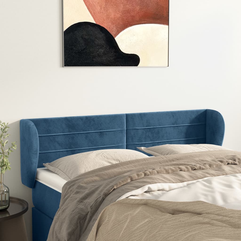 Κεφαλάρι με Πτερύγια Σκούρο Μπλε 147x23x78/88 εκ. Βελούδινο - PAKOBAZAAR