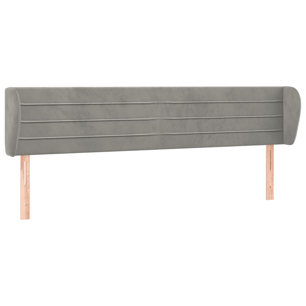 Κεφαλάρι με Πτερύγια Ανοιχτό Γκρι 183x23x78/88 εκ. Βελούδινο - PAKOBAZAAR