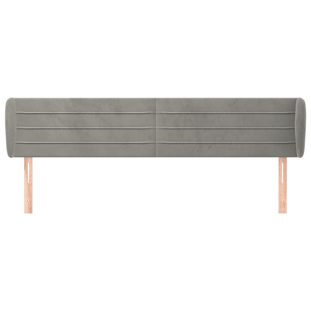 Κεφαλάρι με Πτερύγια Ανοιχτό Γκρι 183x23x78/88 εκ. Βελούδινο - PAKOBAZAAR