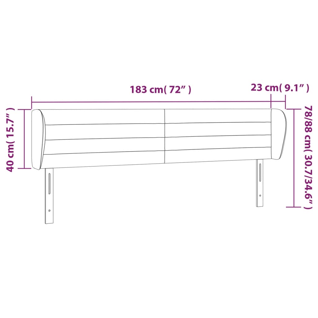 Κεφαλάρι με Πτερύγια Ανοιχτό Γκρι 183x23x78/88 εκ. Βελούδινο - PAKOBAZAAR