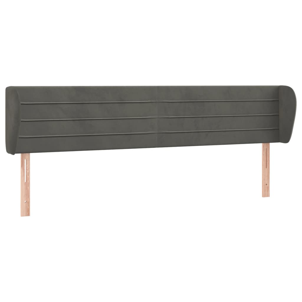 Κεφαλάρι με Πτερύγια Σκούρο Γκρι 183x23x78/88 εκ. Βελούδινο - Pakobazaar