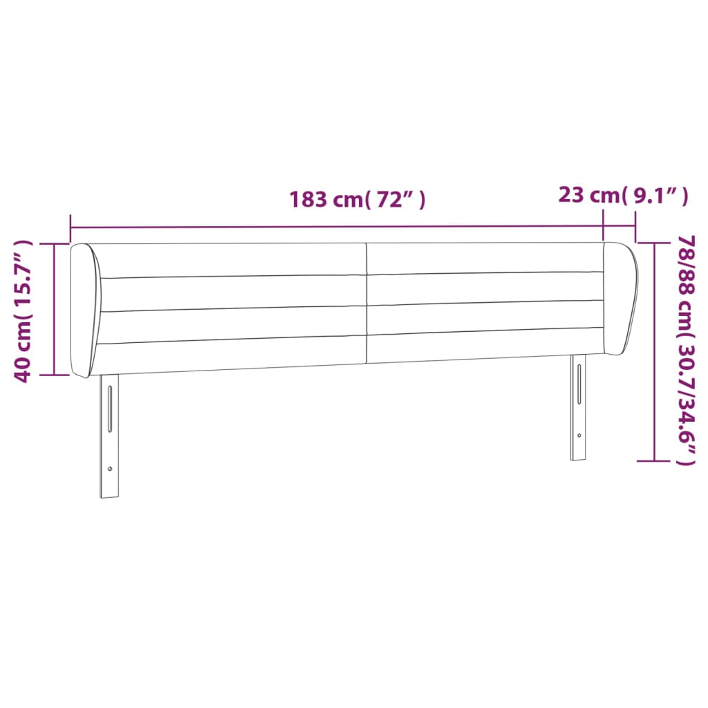 Κεφαλάρι με Πτερύγια Σκούρο Μπλε 183x23x78/88 εκ. Βελούδινο - PAKOBAZAAR