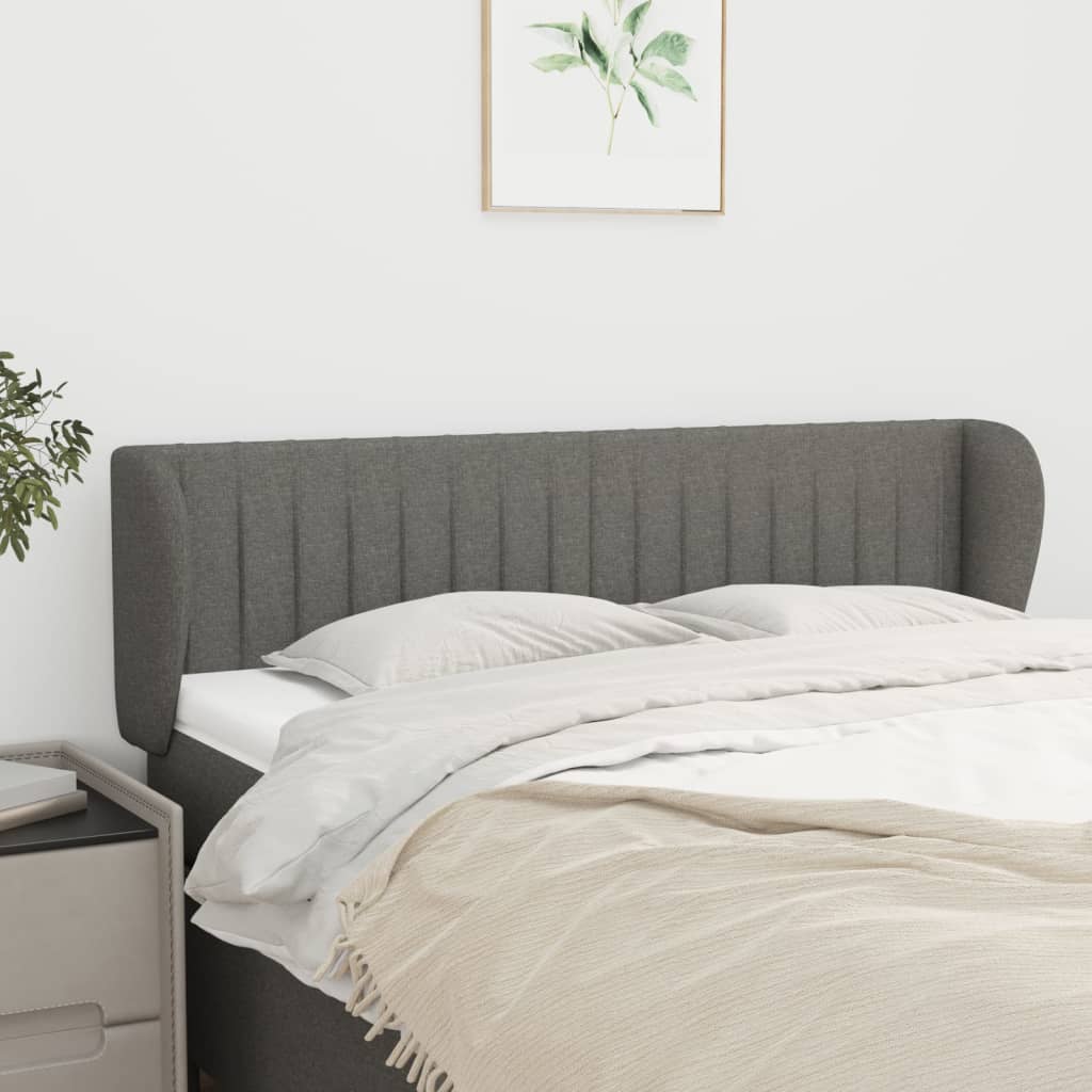 Κεφαλάρι με Πτερύγια Σκούρο Γκρι 147 x 23 x 78/88εκ. Υφασμάτινο - Pakobazaar