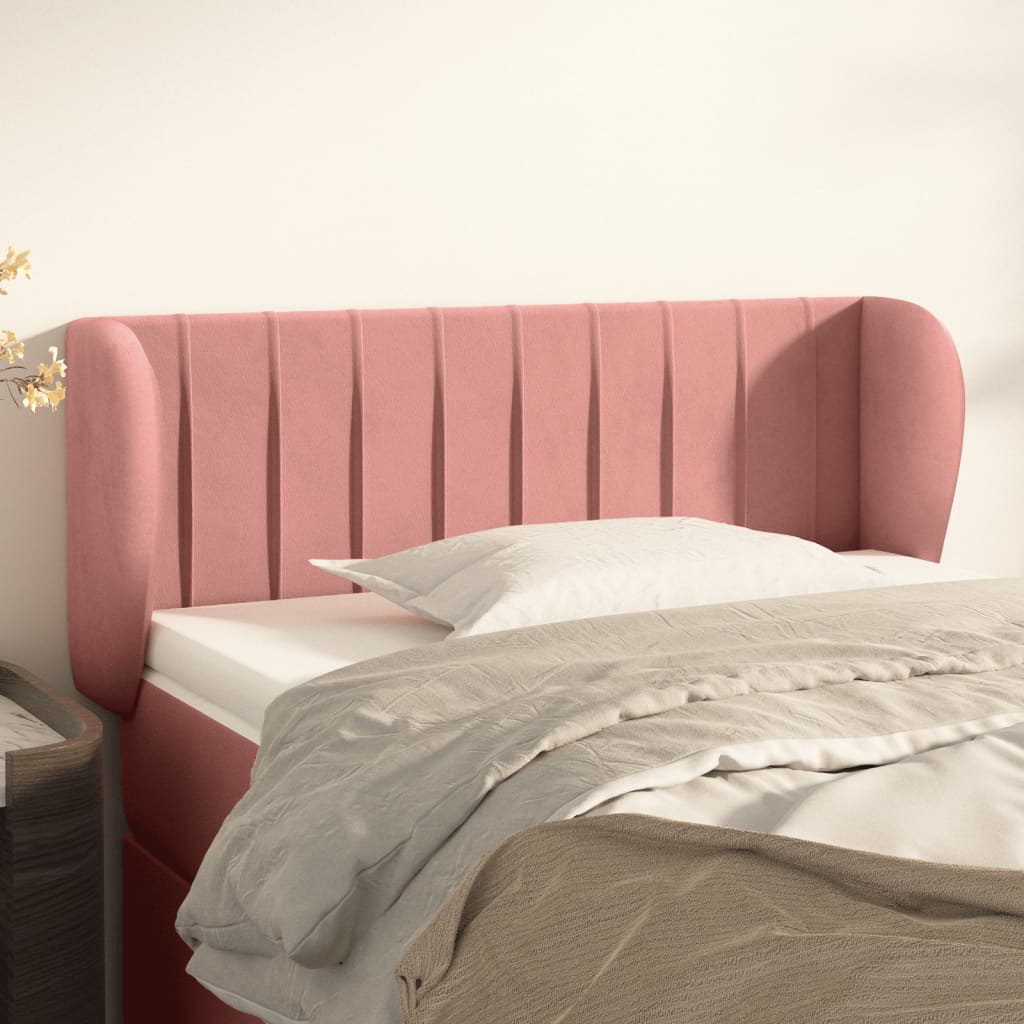 Κεφαλάρι με Πτερύγια Ροζ 93x23x78/88 εκ. Βελούδινο - PAKOBAZAAR