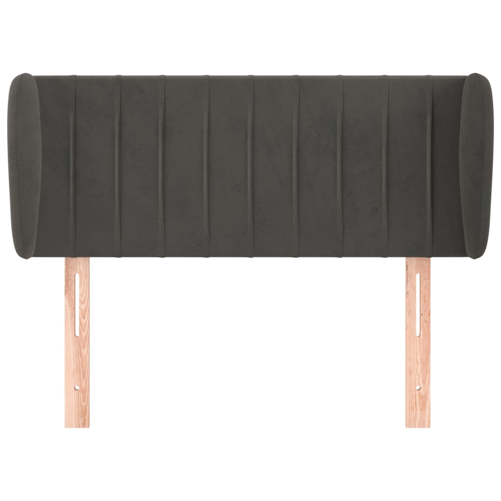 Κεφαλάρι με Πτερύγια Σκούρο Γκρι 103x23x78/88 εκ. Βελούδινο - PAKOBAZAAR