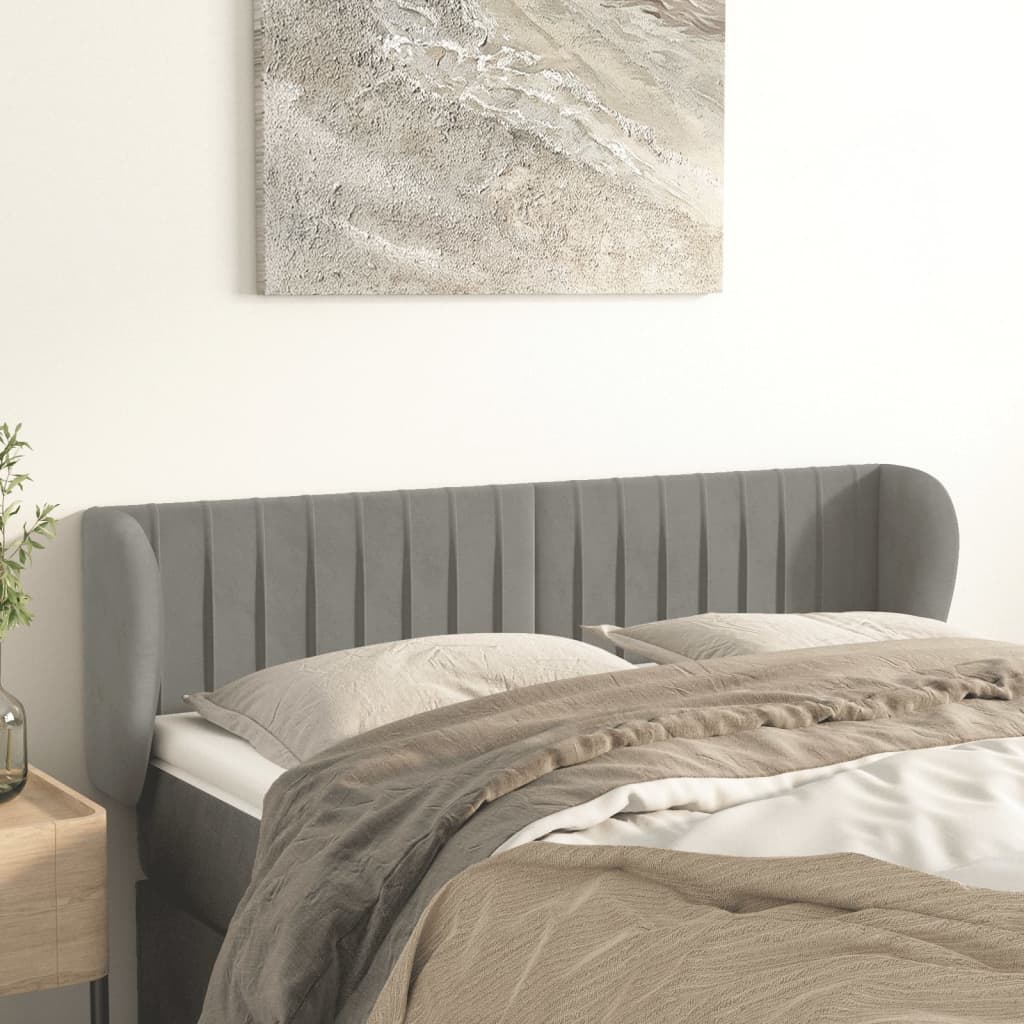 Κεφαλάρι με Πτερύγια Ανοιχτό Γκρι 147x23x78/88 εκ. Βελούδινο - PAKOBAZAAR