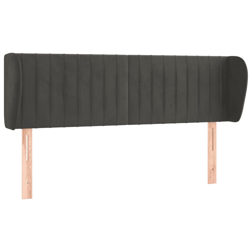 Κεφαλάρι με Πτερύγια Σκούρο Γκρι 147x23x78/88 εκ. Βελούδινο - PAKOBAZAAR
