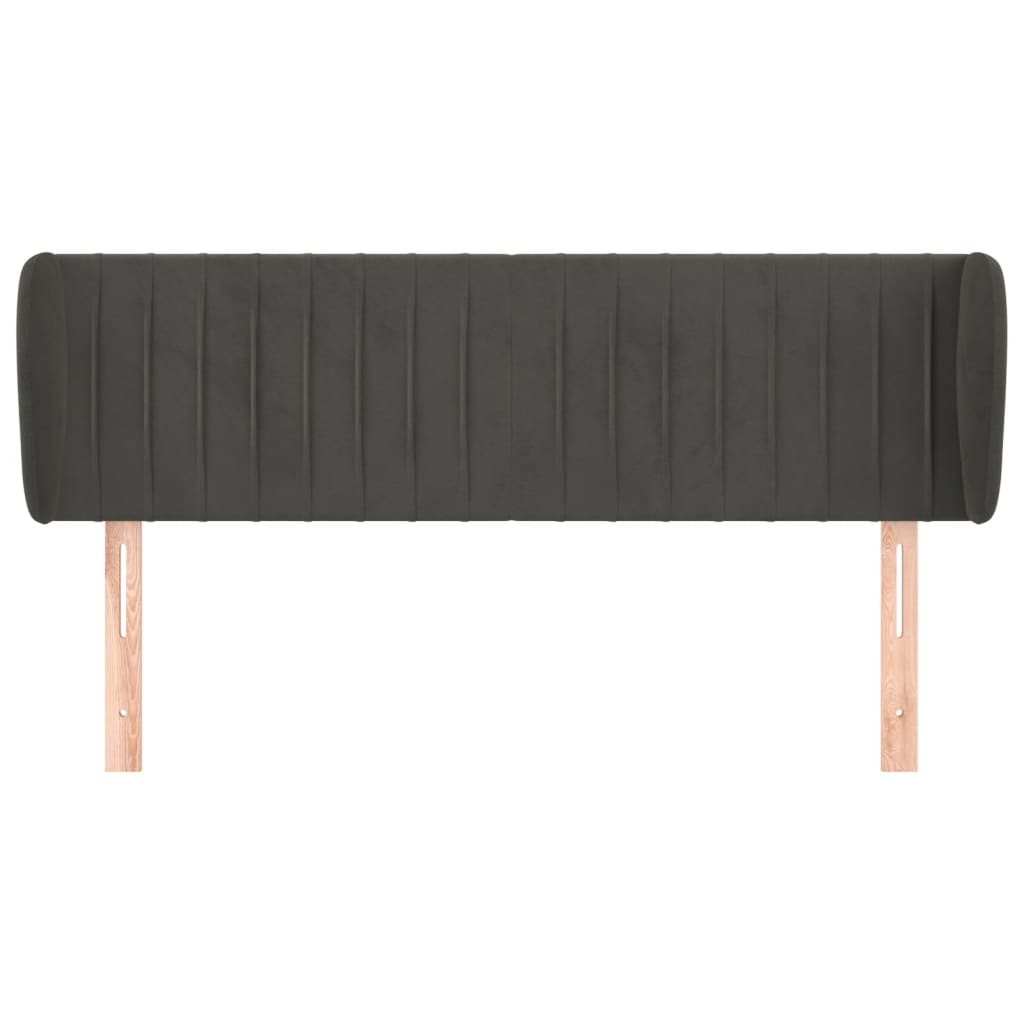 Κεφαλάρι με Πτερύγια Σκούρο Γκρι 147x23x78/88 εκ. Βελούδινο - PAKOBAZAAR