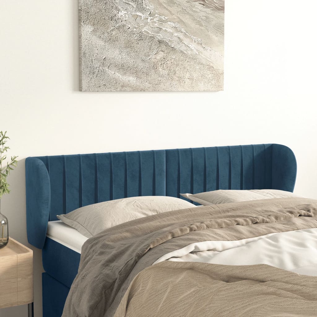 Κεφαλάρι με Πτερύγια Σκούρο Μπλε 147x23x78/88 εκ. Βελούδινο - PAKOBAZAAR