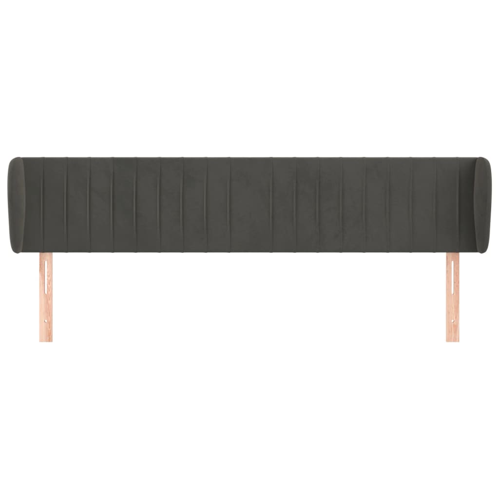 Κεφαλάρι με Πτερύγια Σκούρο Γκρι 163x23x78/88 εκ. Βελούδινο - PAKOBAZAAR