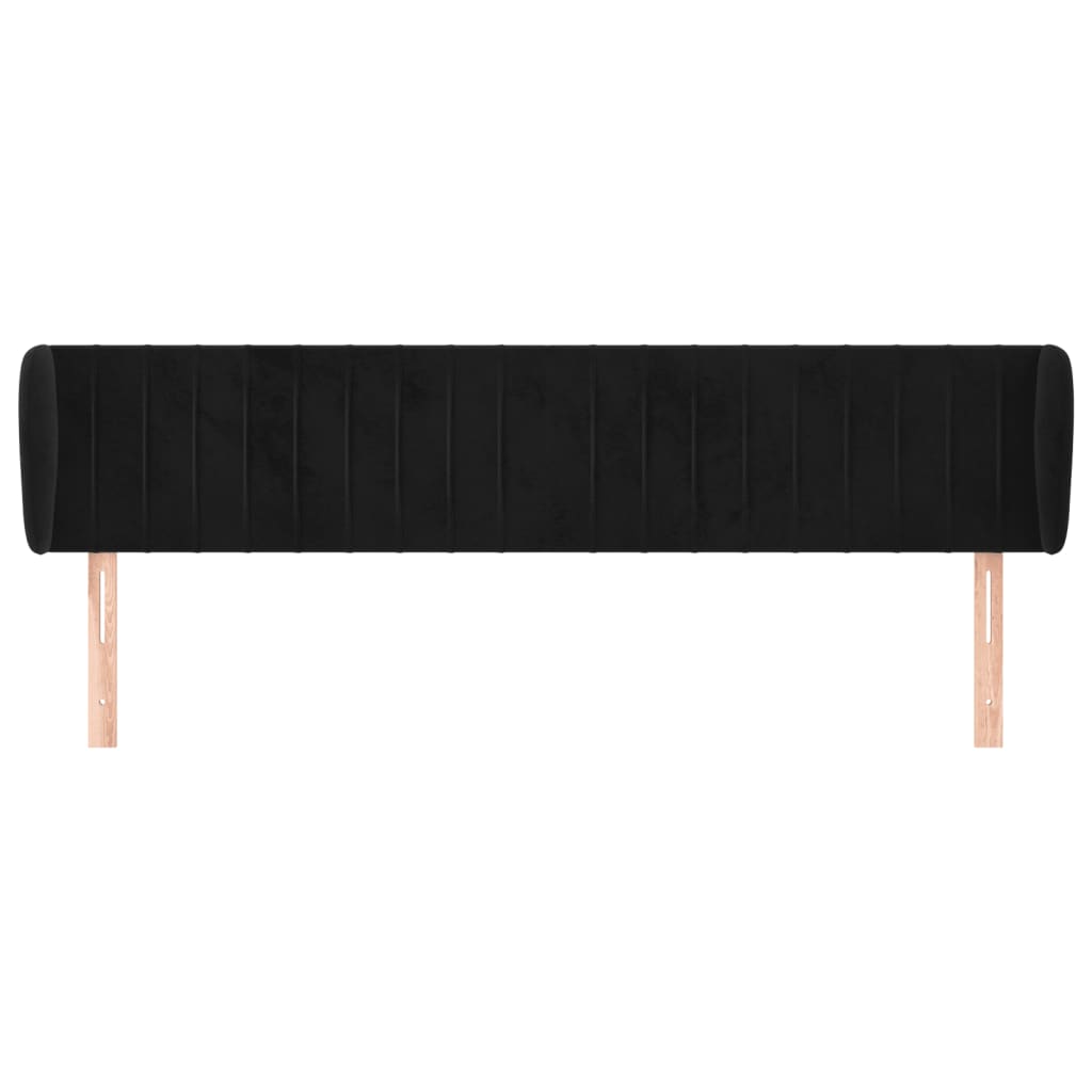 Κεφαλάρι με Πτερύγια Μαύρο 163x23x78/88 εκ. Βελούδινο - PAKOBAZAAR