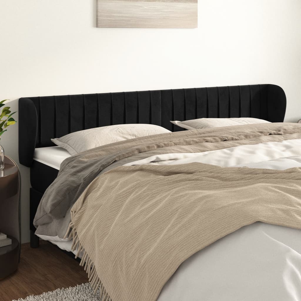 Κεφαλάρι με Πτερύγια Μαύρο 163x23x78/88 εκ. Βελούδινο - PAKOBAZAAR