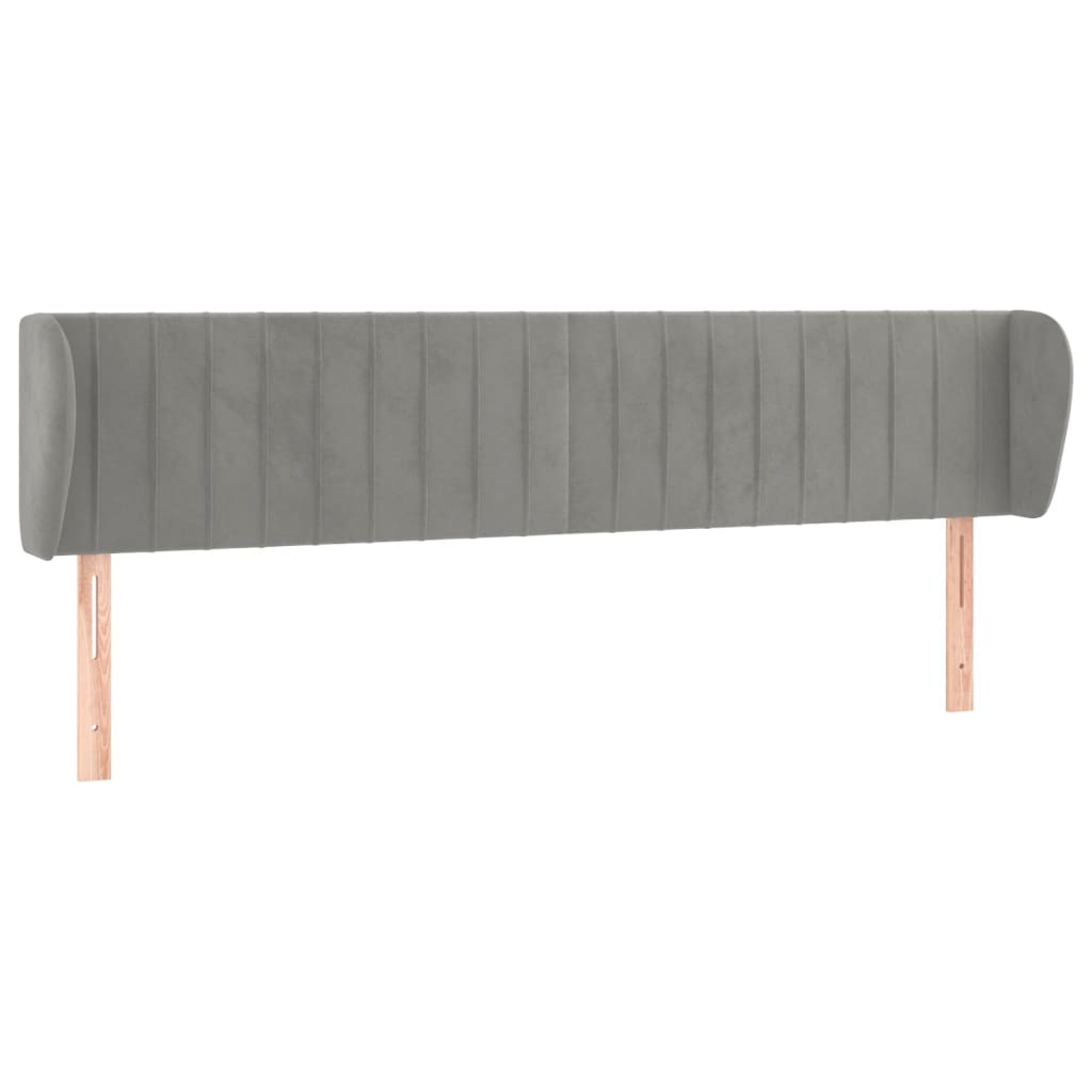 Κεφαλάρι με Πτερύγια Ανοιχτό Γκρι 183x23x78/88 εκ. Βελούδινο - PAKOBAZAAR