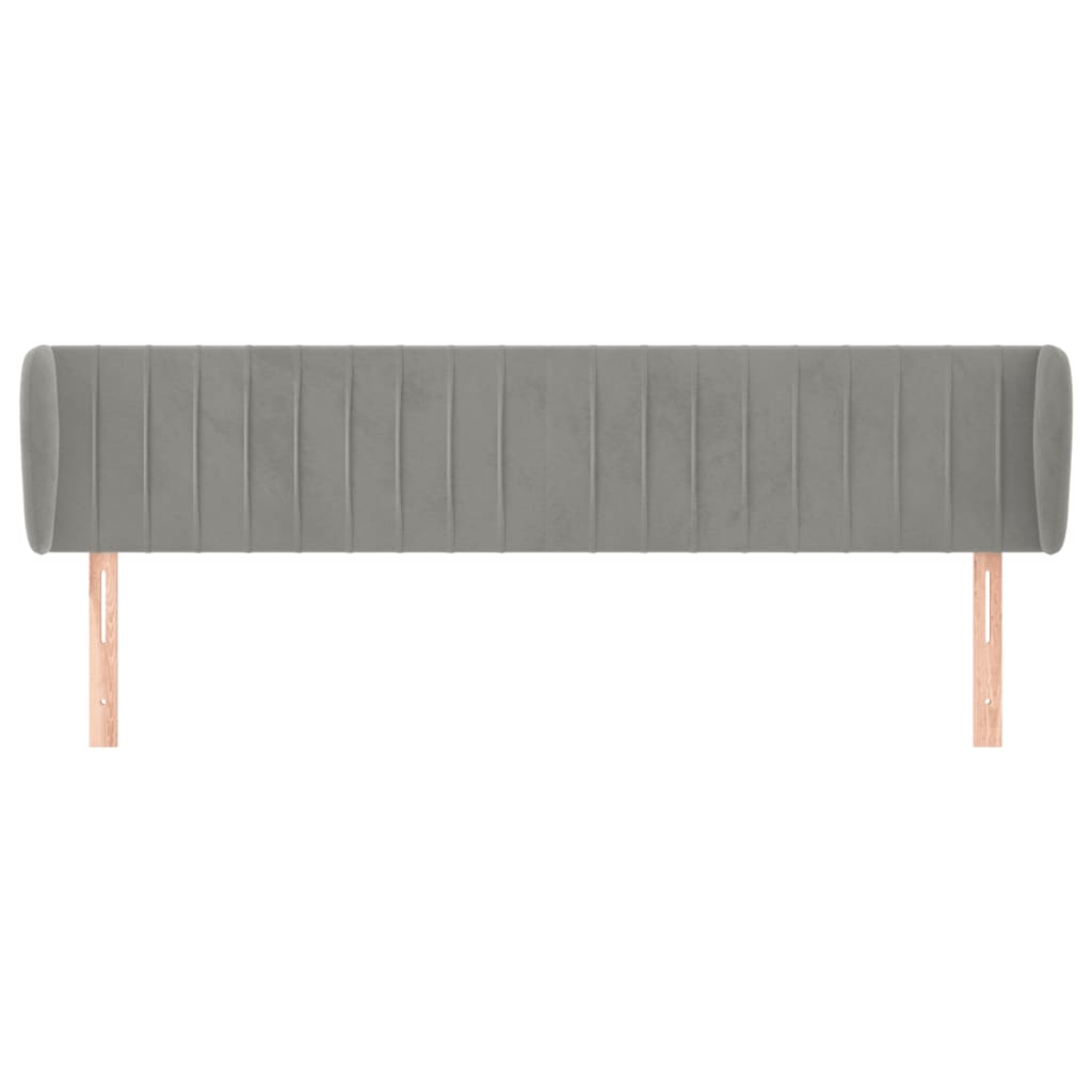 Κεφαλάρι με Πτερύγια Ανοιχτό Γκρι 183x23x78/88 εκ. Βελούδινο - PAKOBAZAAR