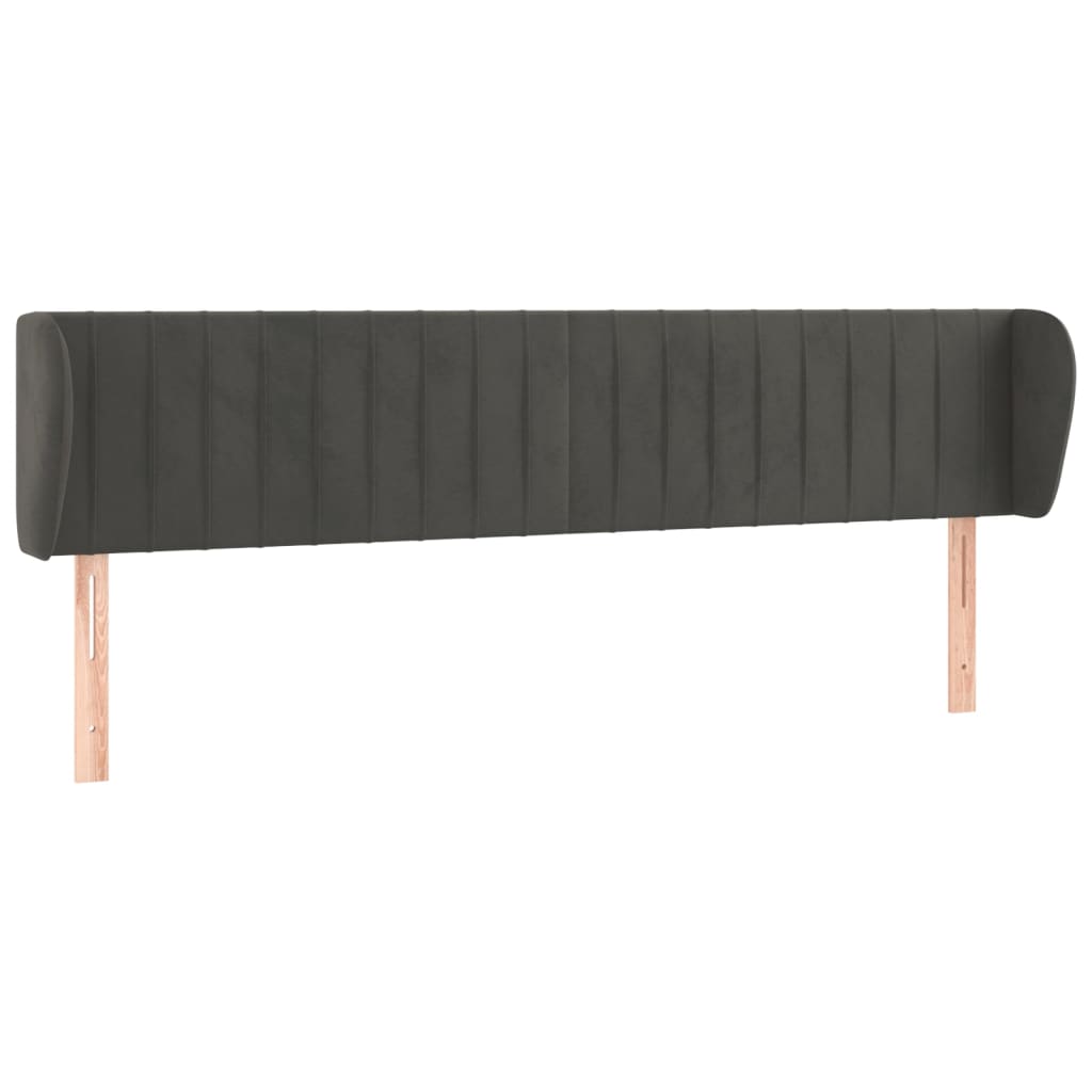 Κεφαλάρι με Πτερύγια Σκούρο Γκρι 183x23x78/88 εκ. Βελούδινο - PAKOBAZAAR