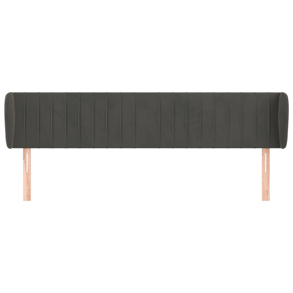 Κεφαλάρι με Πτερύγια Σκούρο Γκρι 183x23x78/88 εκ. Βελούδινο - PAKOBAZAAR