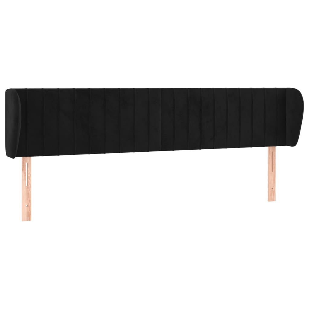 Κεφαλάρι με Πτερύγια Μαύρο 183x23x78/88 εκ. Βελούδινο - PAKOBAZAAR