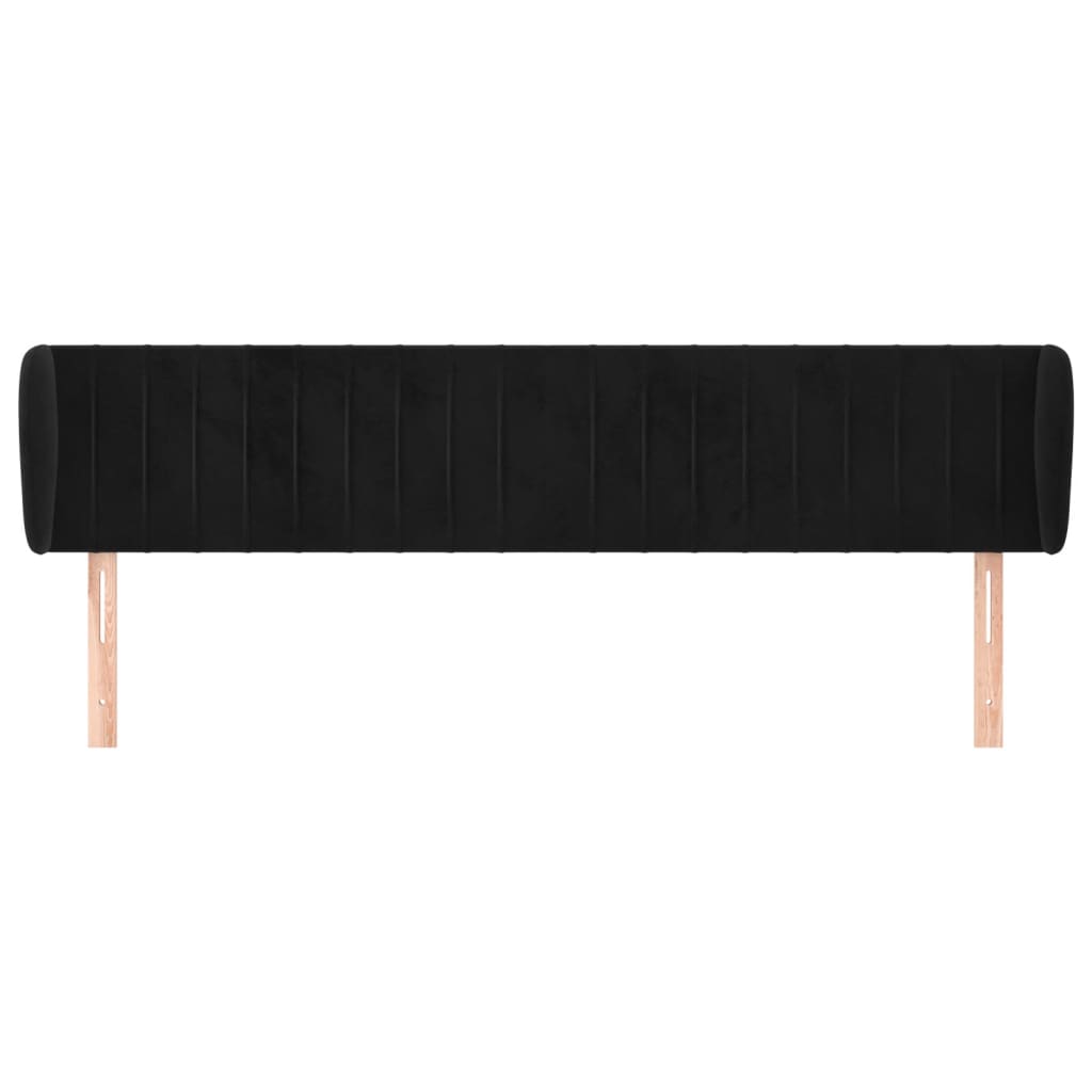 Κεφαλάρι με Πτερύγια Μαύρο 183x23x78/88 εκ. Βελούδινο - PAKOBAZAAR